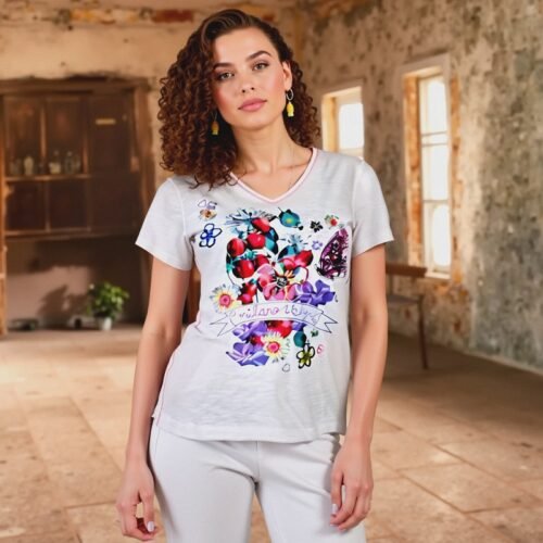 Ladies Short Sleeve V-neck T-Shirt