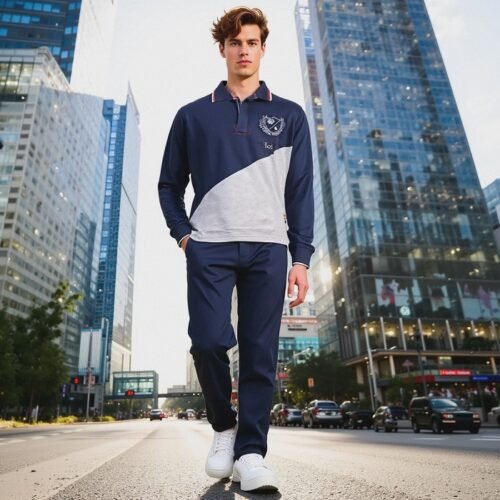 Men's Long Sleeve Rugby Polo Shirt