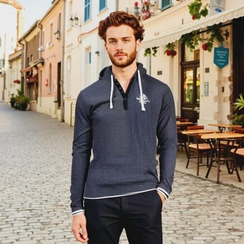 Men's Long Sleeve Serafino with Hood
