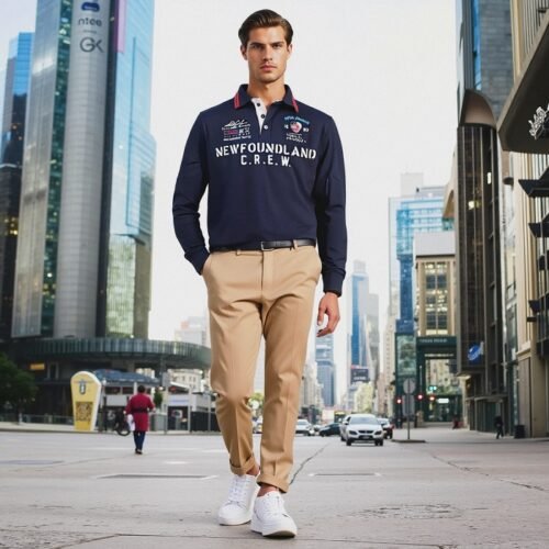 Men's Long Sleeve Rugby Polo Shirt