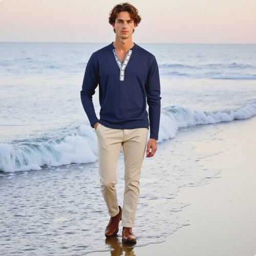 Men's Long Sleeve Serafino