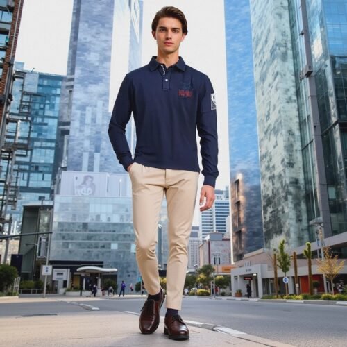 Men's Long Sleeve Rugby Polo Shirt