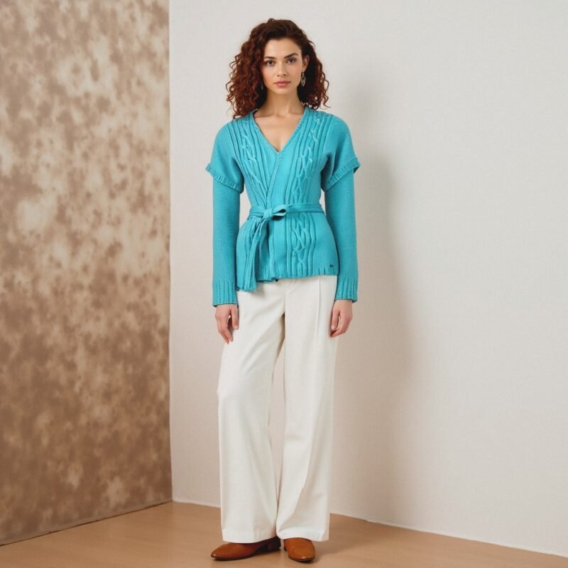 Ladies Cardigan with Belt 2025640 — Style BELT-2025640