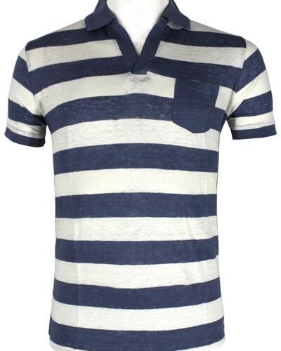 Men's Short Sleeve Self fabric collar stripe polo shirt