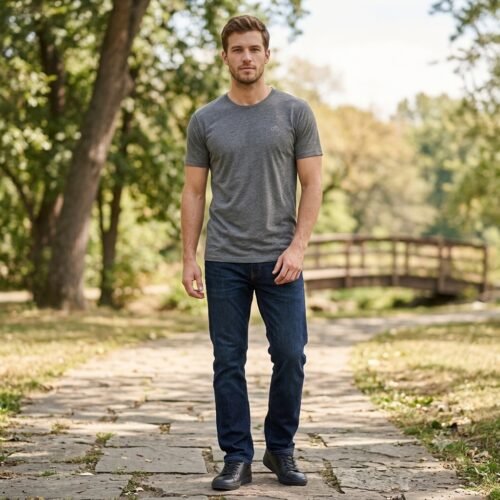 Men’s crew neck T-shirt with small chest print & back print AW’s — Men's Bangladesh sourcing