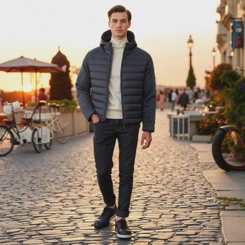 Men's Hybrid Padding Jacket with Hoody