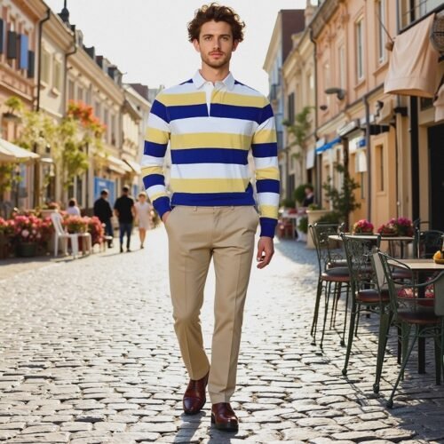 Men's Long Sleeve Rugby Polo Shirt