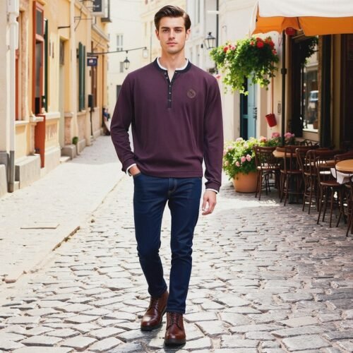 Men's Long Sleeve Serafino