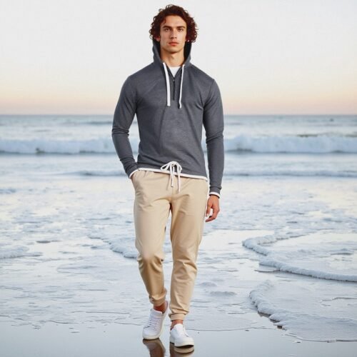 Men's Long Sleeve Serafino with Hood