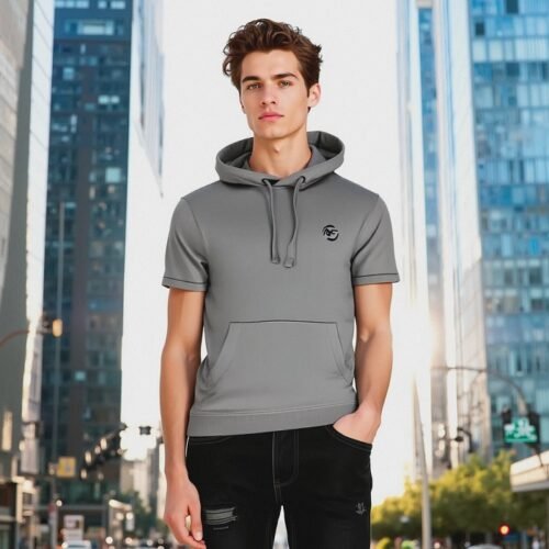 Men's Short Sleeve Hoody with Kangaroo Pocket