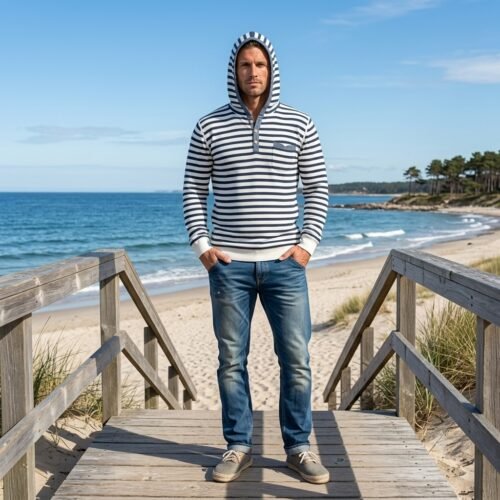 Man’s Pullover with Button Placket and Hood — Men's Bangladesh sourcing