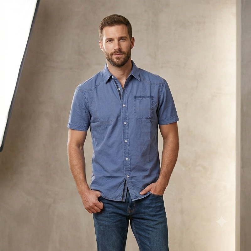 Men's Cotton Short Sleeve Shirt — Style 15271412