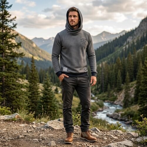 Men’s Scawl Collar Pullover with Hood — Men's Bangladesh sourcing