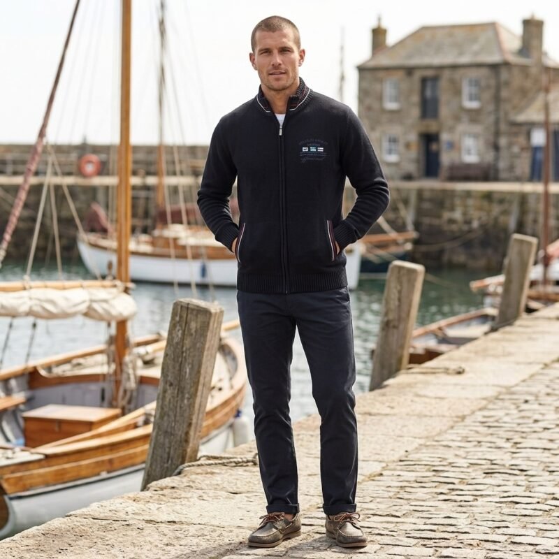 Men's Sweater with Full Zipper Placket — Style 151387