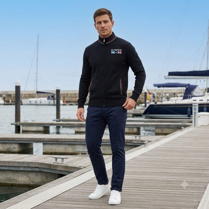 Men's Sweater with Full Zipper Placket — Style 2