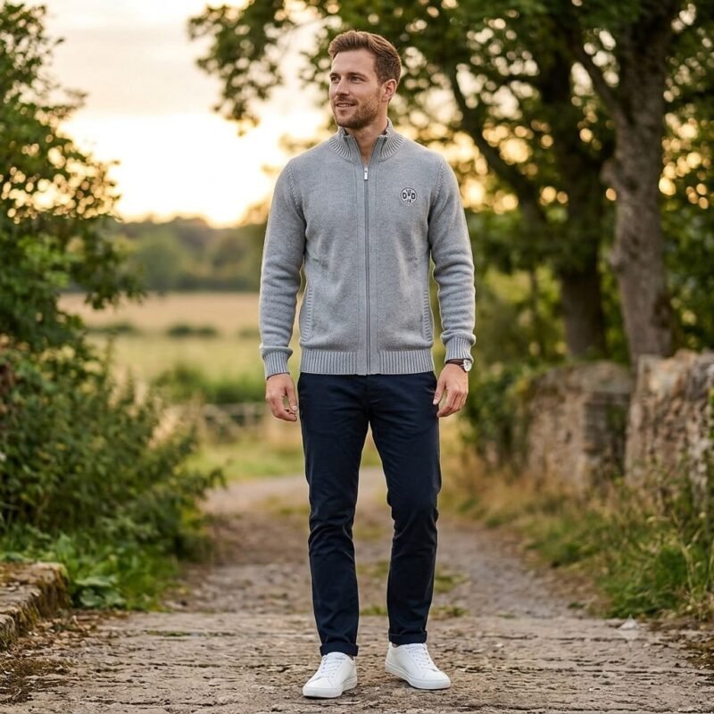 Men's Sweater with Full Zipper Placket — Style 4335