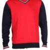 Mens V Neck Contrast Sleeve Pullover