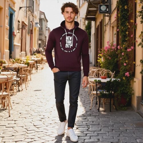 Men's Long Sleeve Sweat Shirt with Hood