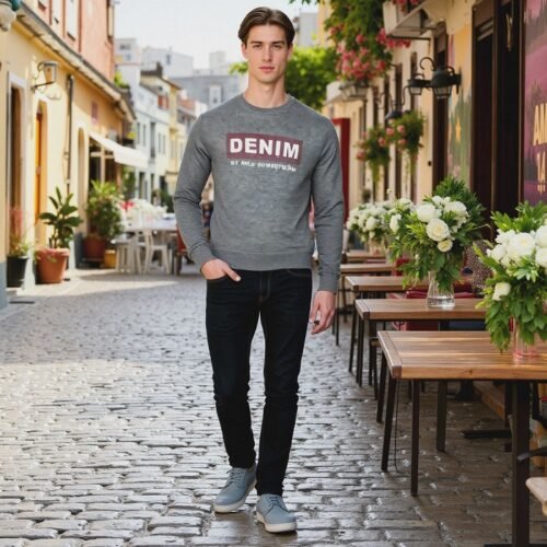 Men's long sleeve Sweat Shirt (Crew Neck)