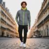 Men's Long Sleeve Sweat Jacket with Hood