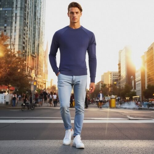 Men's long sleeve Sweat Shirt (Crew Neck)