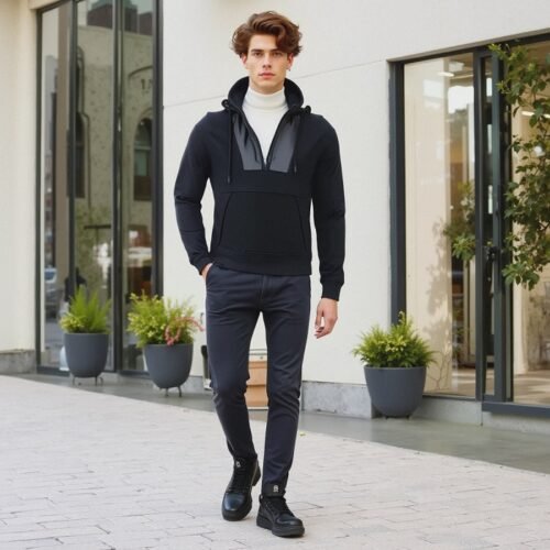 Men's Mock Zip Sweatshirt with Hoody