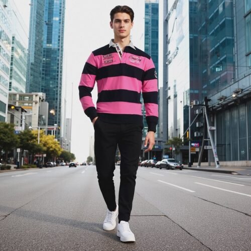 Men's Long Sleeve Rugby Polo Shirt