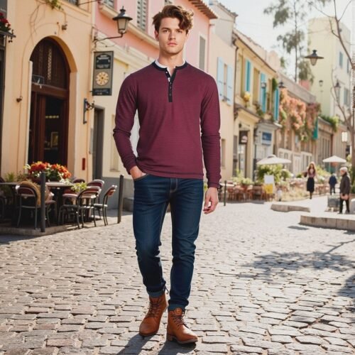 Men's Long Sleeve Serafino