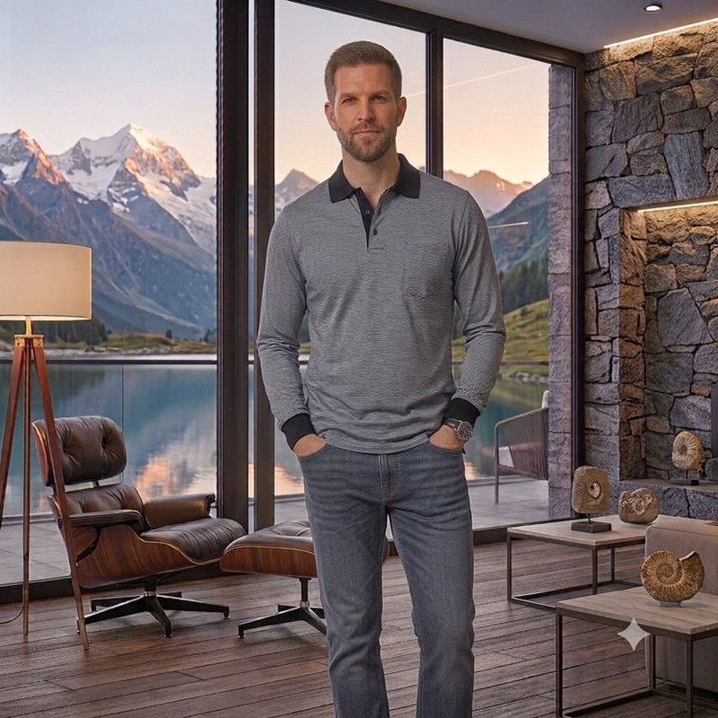 Men's long Sleeve Polo shirt — Style 1884