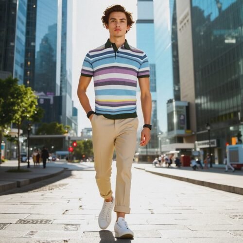 Men’s Short Sleeve Multicolor Polo Shirt