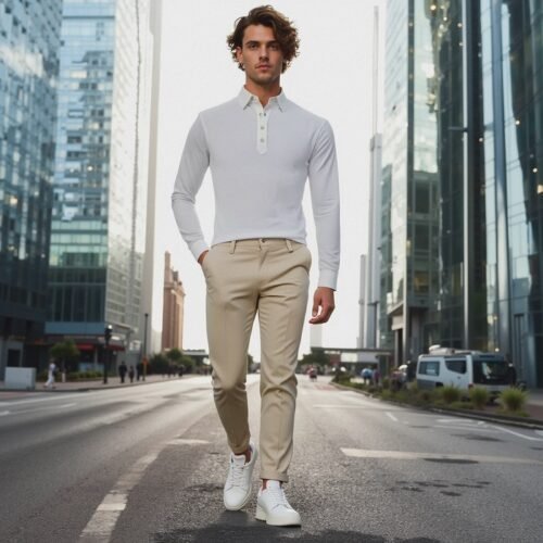 Men's Long Sleeve POP Over offwhite Shirt
