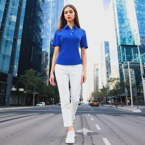 Ladies Solid Royal Polo Shirt 042