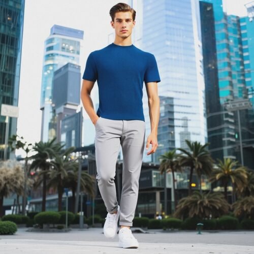 Our Own Branded Men’s Short Sleeve Petrol Color T-shirt  5912