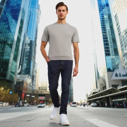 Our Own Branded Men’s Short Sleeve Stone Color T-shirt  5914