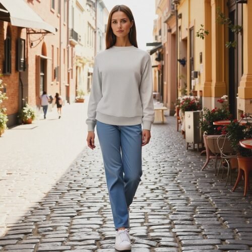 Ladies Solid Sweat Shirt